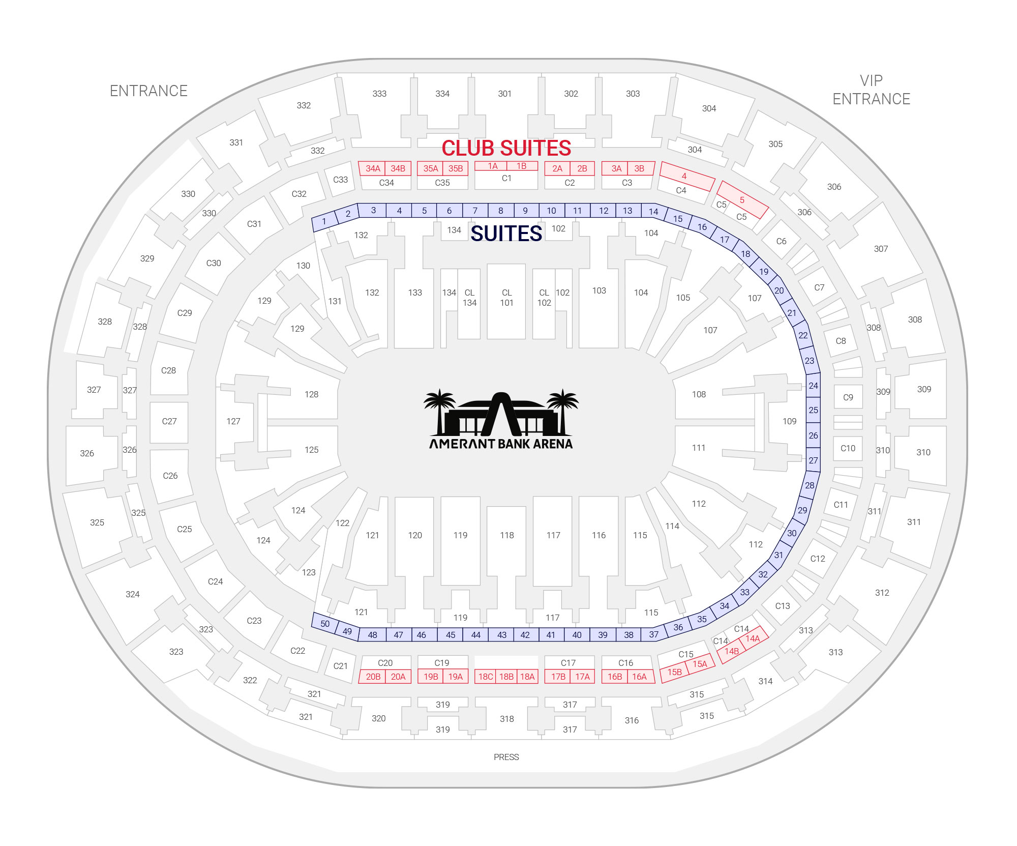 Amerant Bank Arena Suite Map and Seating Chart