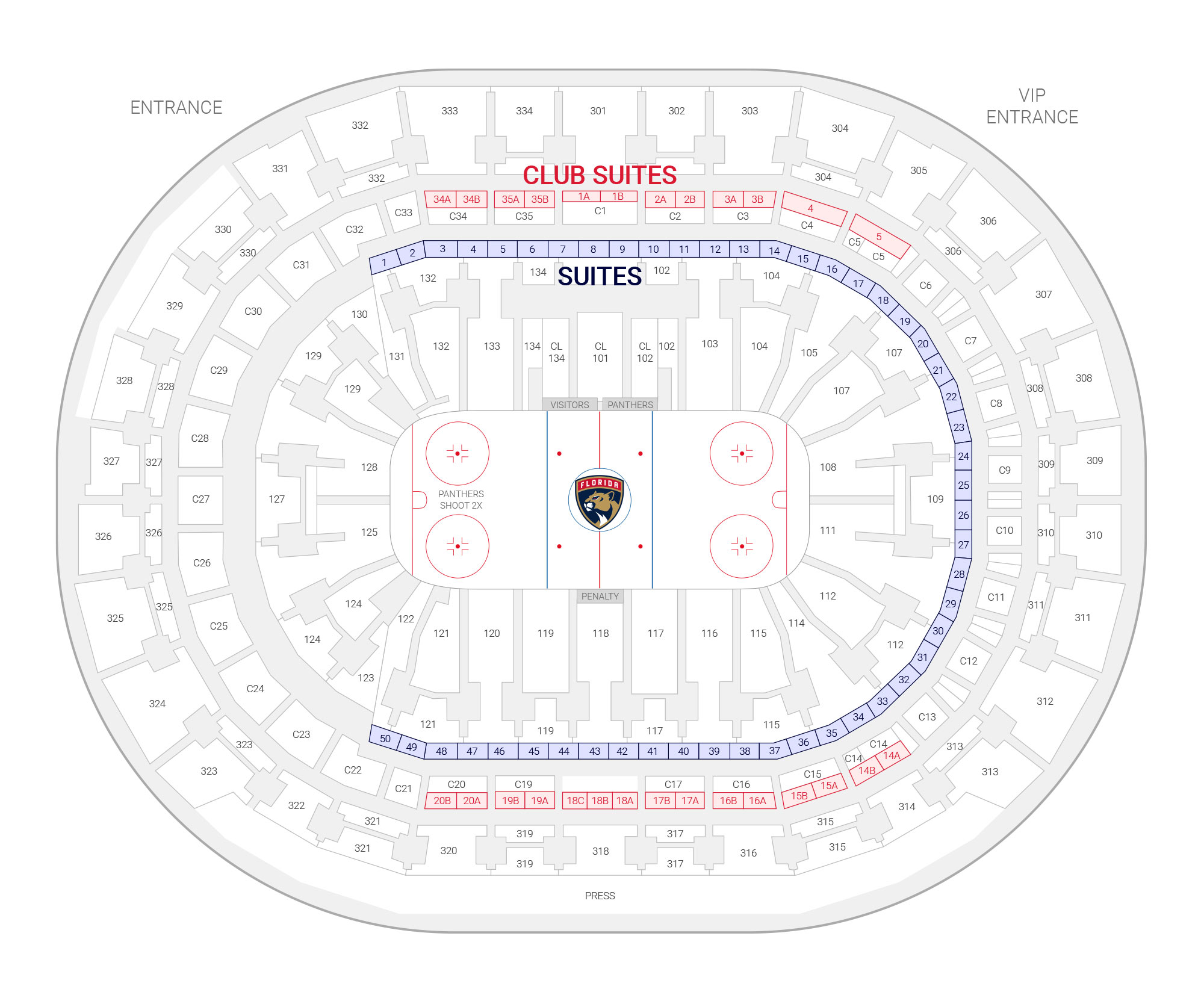 Amerant Bank Arena / Florida Panthers Suite Map and Seating Chart